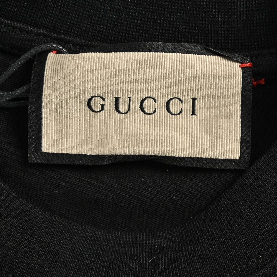 Gucci Cracked Grid GG Logo Print Short-Sleeve T-Shirt Black