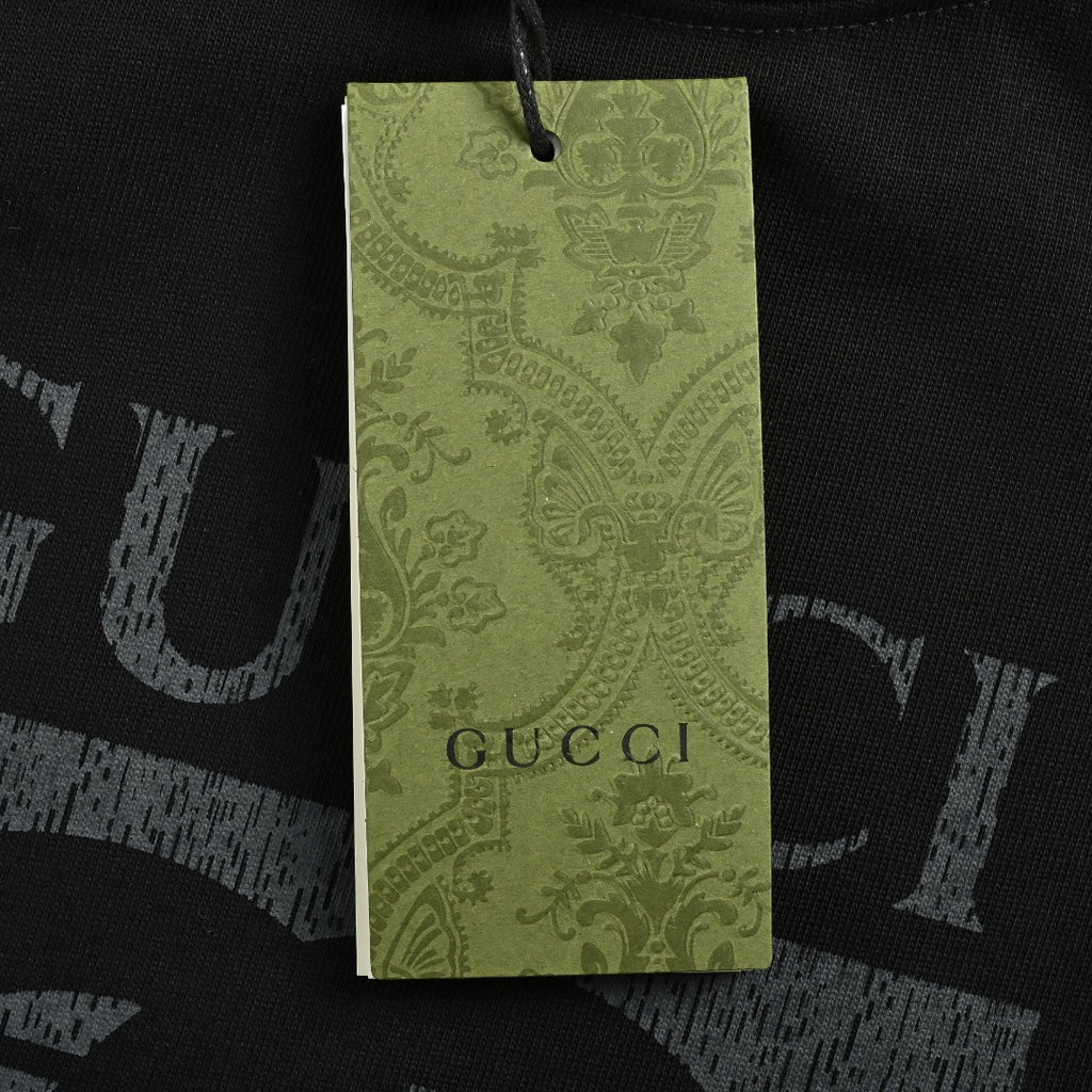 Gucci Cracked Grid GG Logo Print Short-Sleeve T-Shirt Black