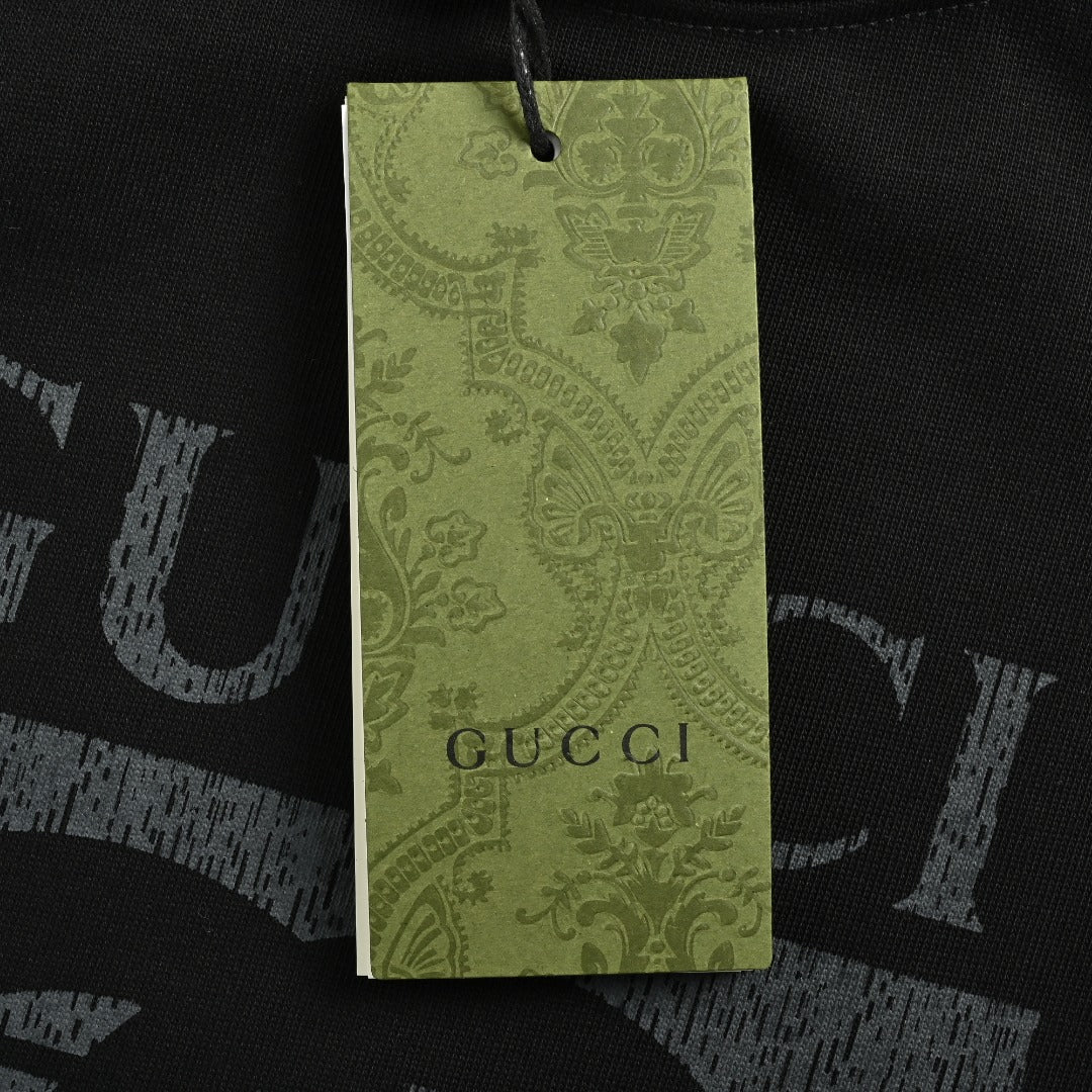 Gucci Cracked Grid GG Logo Print Short-Sleeve T-Shirt Black