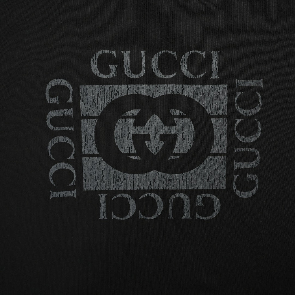 Gucci Cracked Grid GG Logo Print Short-Sleeve T-Shirt Black