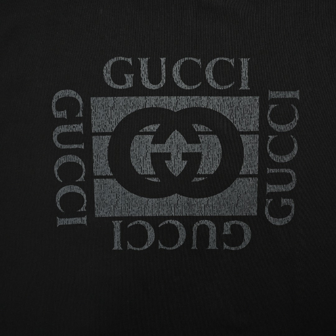 Gucci Cracked Grid GG Logo Print Short-Sleeve T-Shirt Black