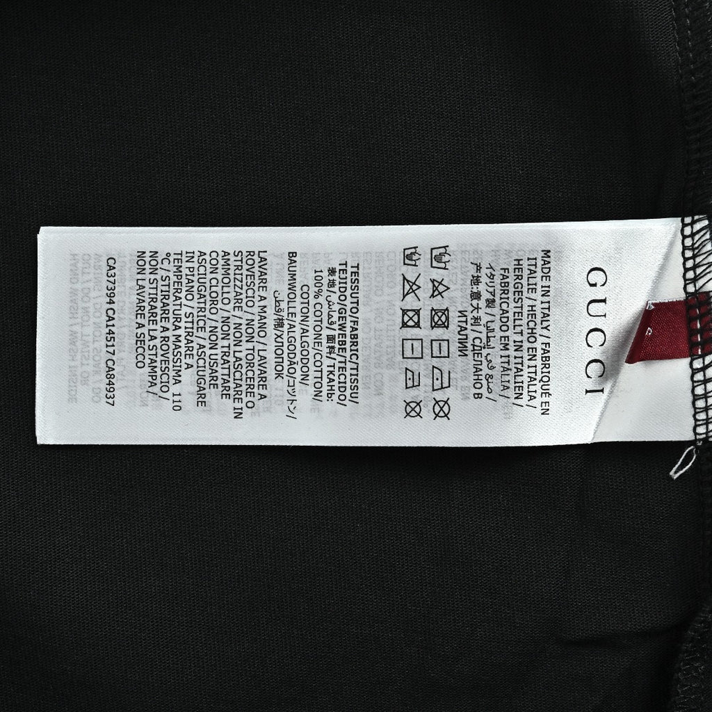 Gucci GG Appliqué Red Green Letter Embroidery Short-Sleeve T-Shirt Black