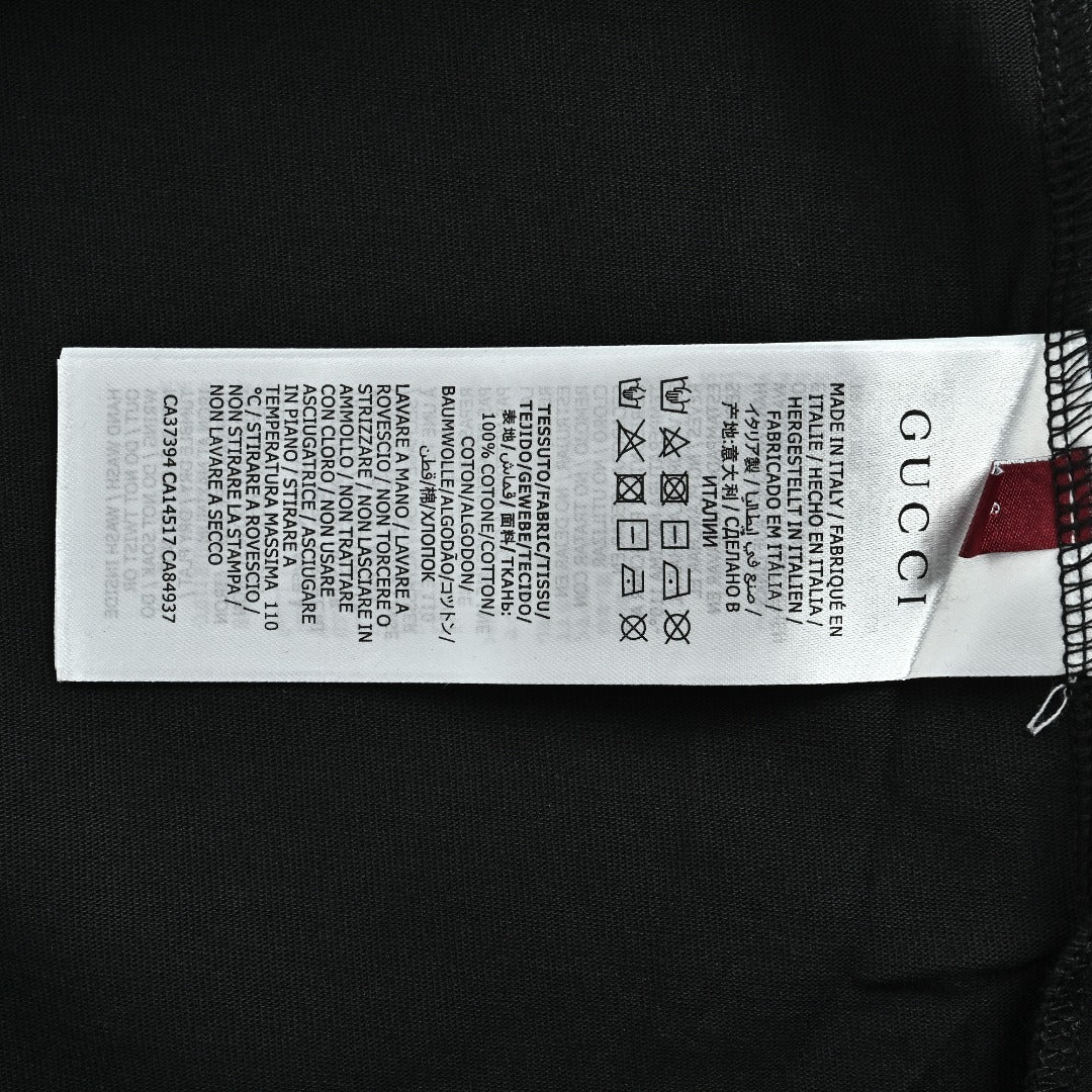 Gucci GG Appliqué Red Green Letter Embroidery Short-Sleeve T-Shirt Black
