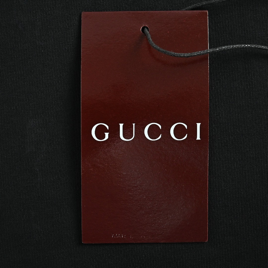 Gucci GG Appliqué Red Green Letter Embroidery Short-Sleeve T-Shirt Black