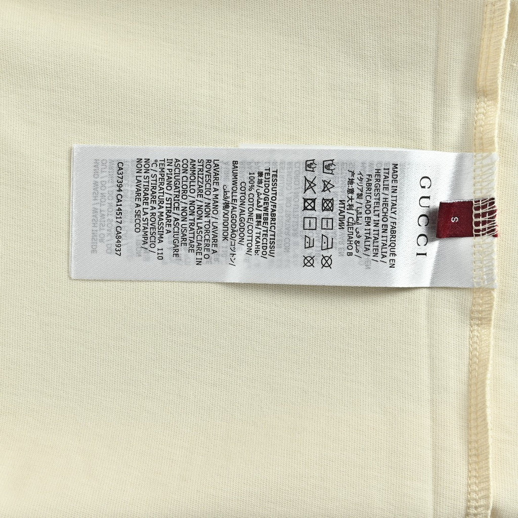 Gucci GG Appliqué Red Green Letter Embroidery Short-Sleeve T-Shirt Ivory
