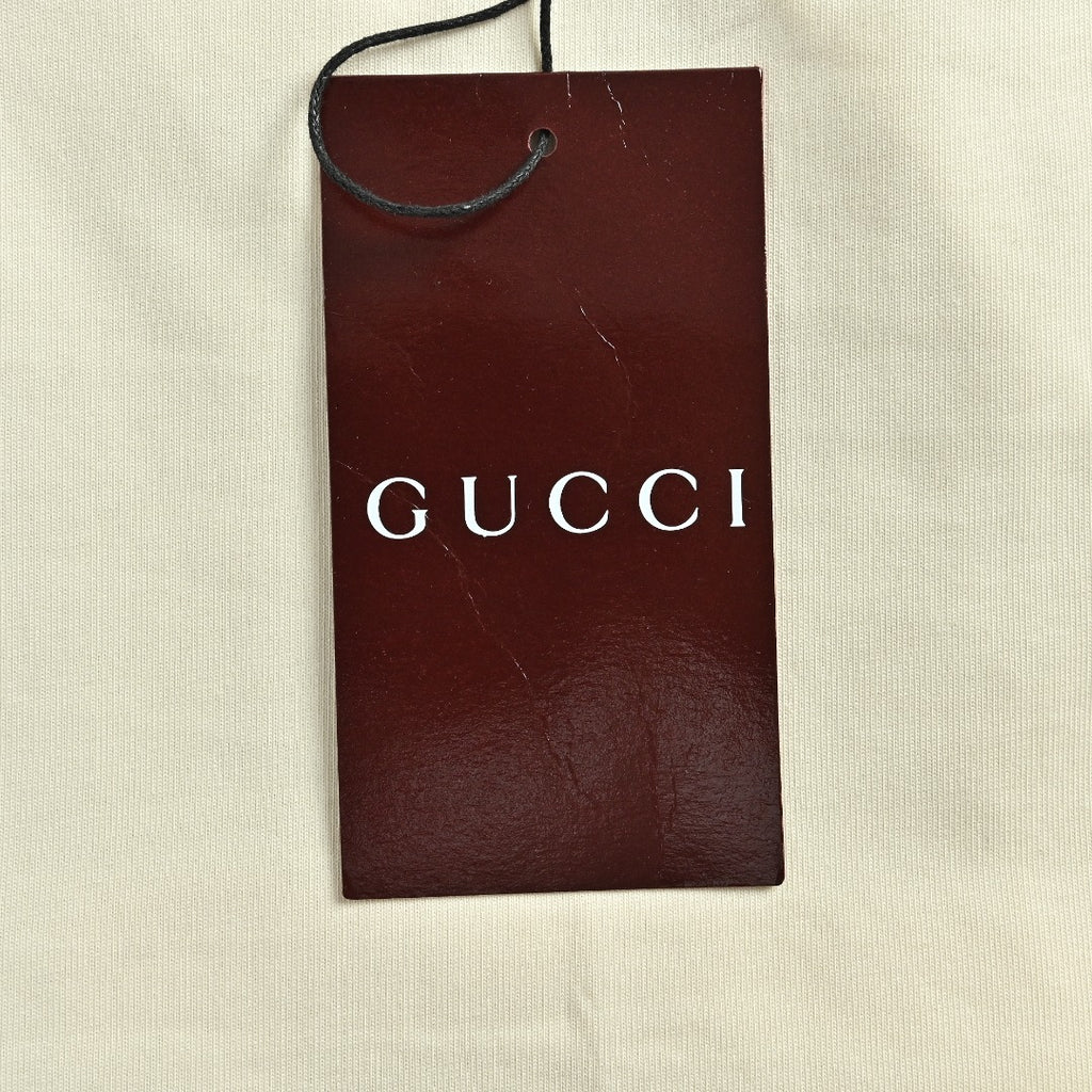 Gucci GG Appliqué Red Green Letter Embroidery Short-Sleeve T-Shirt Ivory
