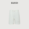 Gucci 26SS Hem Embroidered Logo Plate Drawstring Shorts White