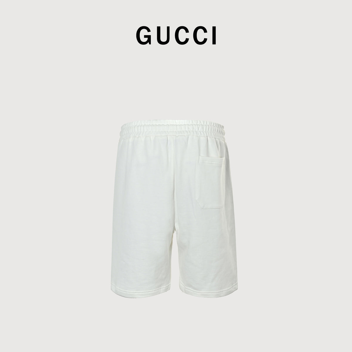 Gucci 26SS Hem Embroidered Logo Plate Drawstring Shorts White