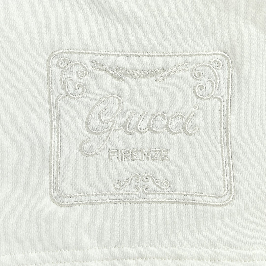 Gucci 26SS Hem Embroidered Logo Plate Drawstring Shorts White