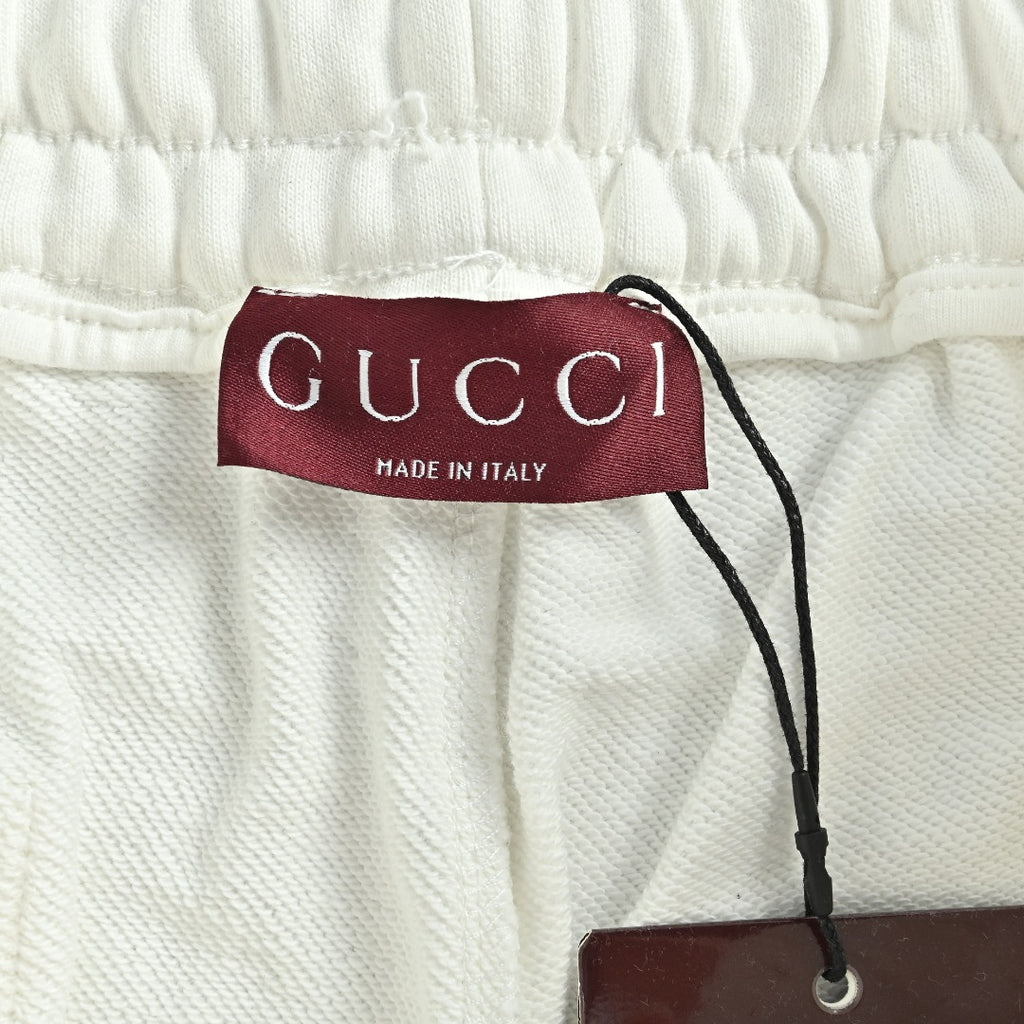 Gucci 26SS Hem Embroidered Logo Plate Drawstring Shorts White
