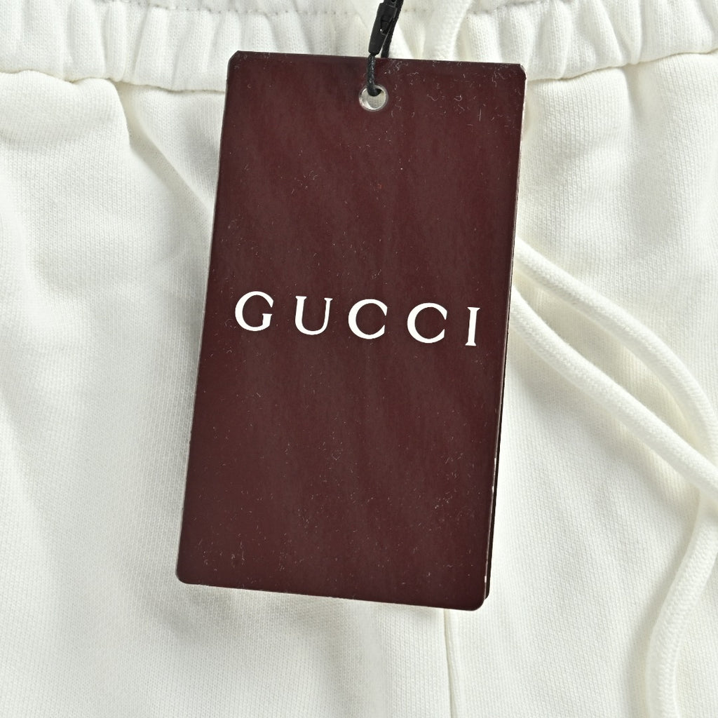 Gucci 26SS Hem Embroidered Logo Plate Drawstring Shorts White