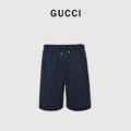 Gucci 26SS Hem Embroidered Logo Plate Drawstring Shorts Navy
