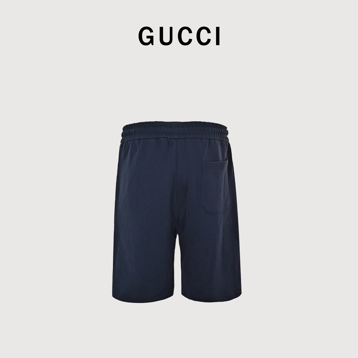 Gucci 26SS Hem Embroidered Logo Plate Drawstring Shorts Navy