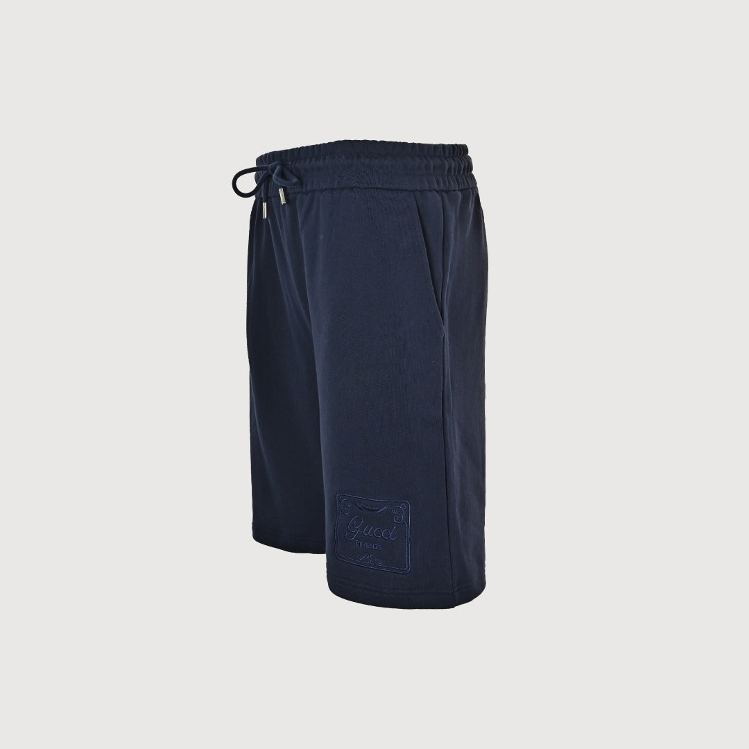 Gucci 26SS Hem Embroidered Logo Plate Drawstring Shorts Navy