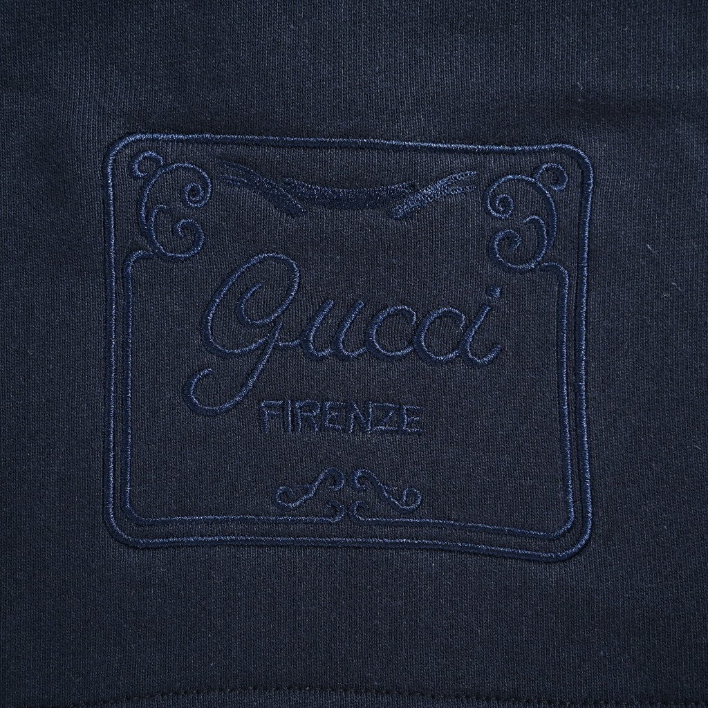 Gucci 26SS Hem Embroidered Logo Plate Drawstring Shorts Navy