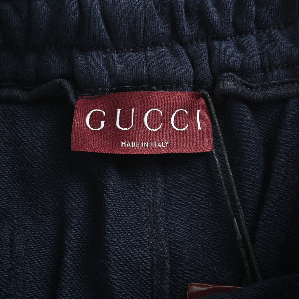 Gucci 26SS Hem Embroidered Logo Plate Drawstring Shorts Navy