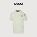 Gucci 1921 Double G Crest Embroidery Short-Sleeve T-Shirt Ivory