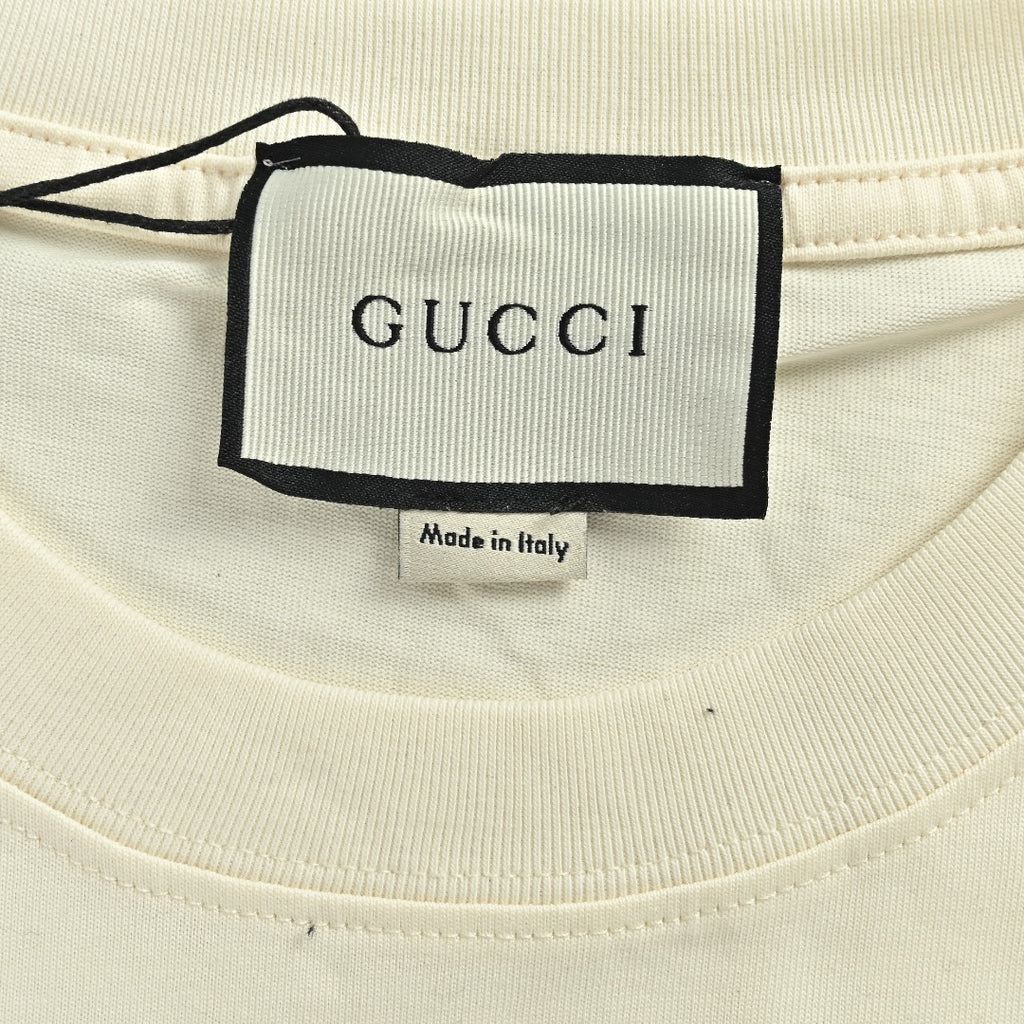 Gucci 1921 Double G Crest Embroidery Short-Sleeve T-Shirt Ivory