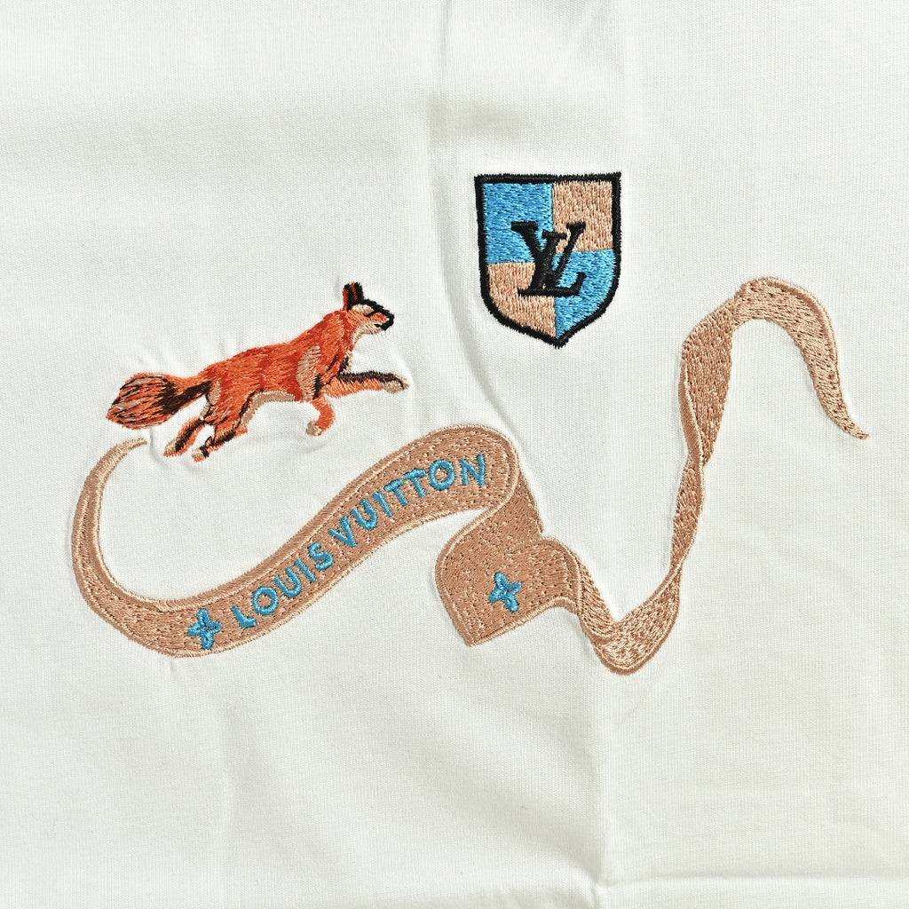 Louis Vuitton Vintage Fox Ribbon Badge Embroidery Short-Sleeve T-Shirt White