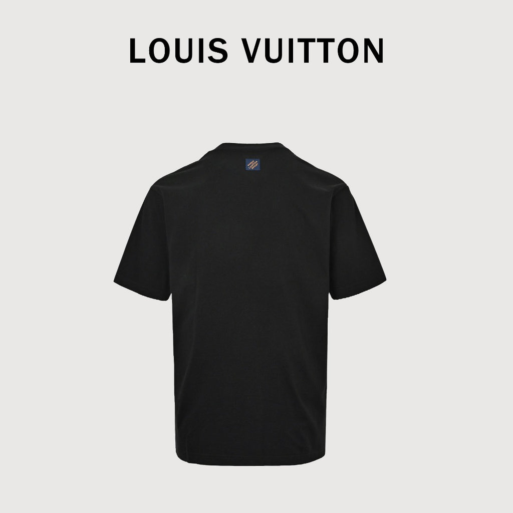 Louis Vuitton Vintage Fox Ribbon Badge Embroidery Short-Sleeve T-Shirt Black