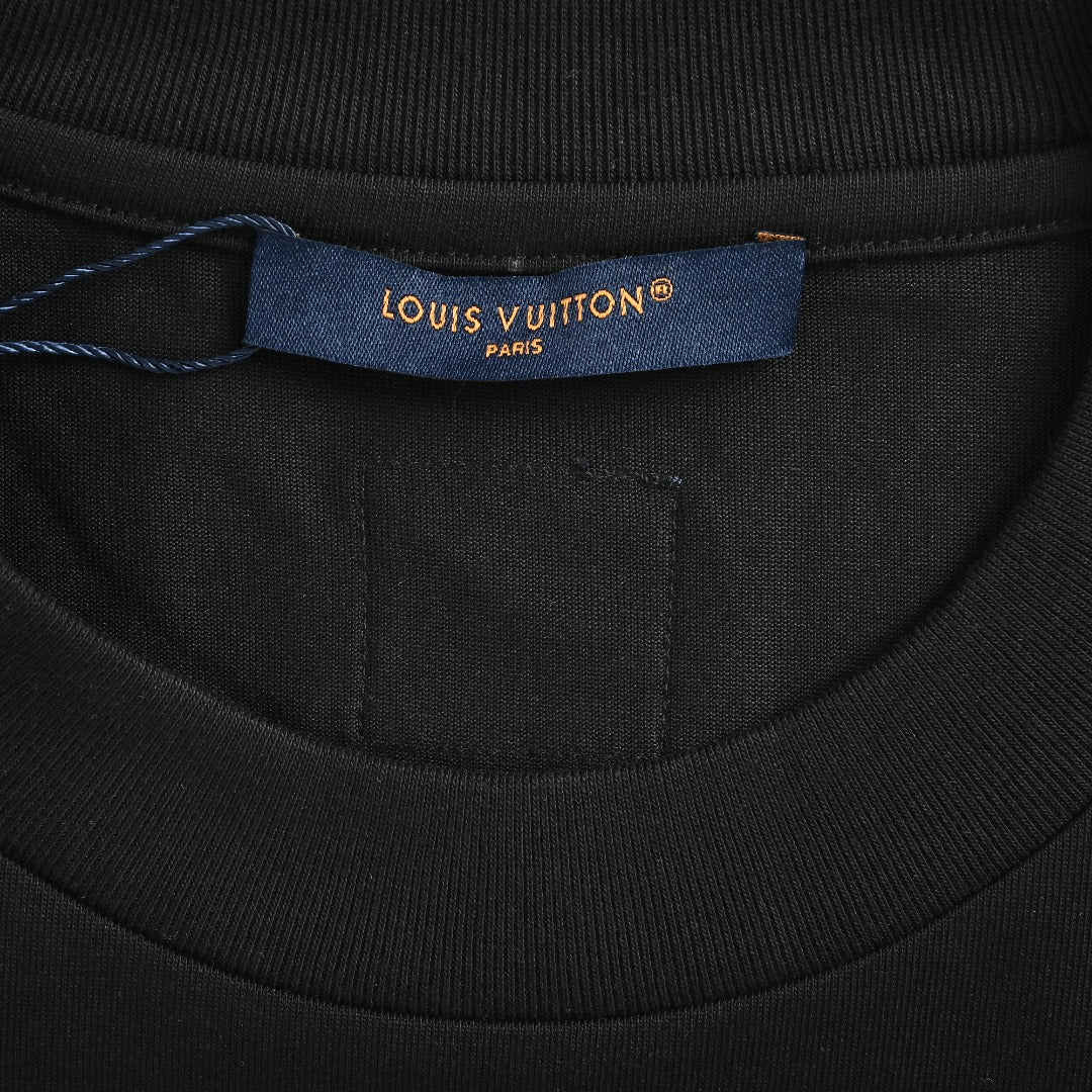 Louis Vuitton Vintage Fox Ribbon Badge Embroidery Short-Sleeve T-Shirt Black
