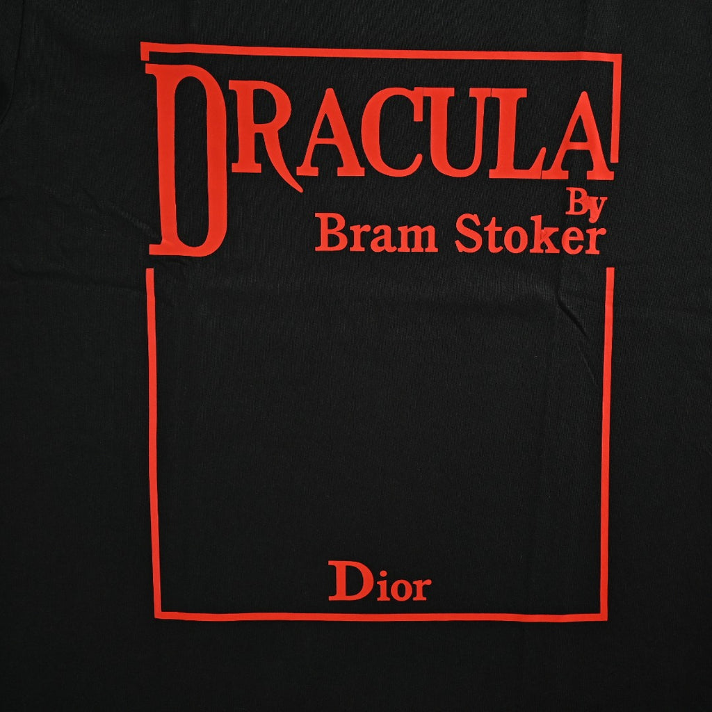 Dior x Bram Stoker Dracula Book Cover Red Frame Print Short-Sleeve T-Shirt Black