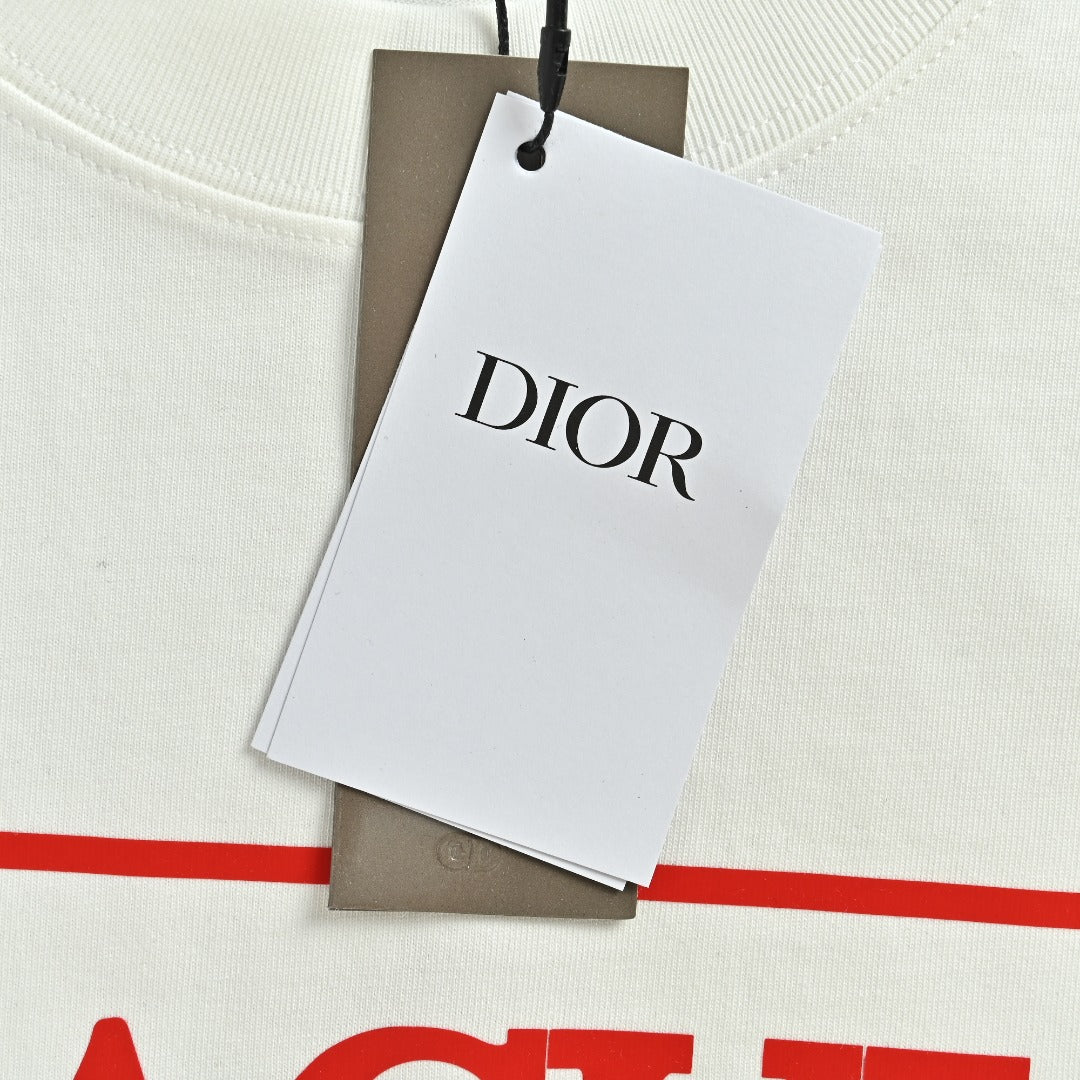 Dior x Bram Stoker Dracula Book Cover Red Frame Print Short-Sleeve T-Shirt White