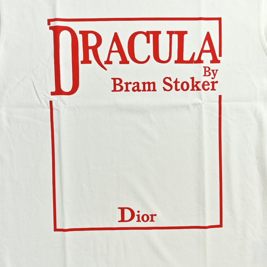 Dior x Bram Stoker Dracula Book Cover Red Frame Print Short-Sleeve T-Shirt White