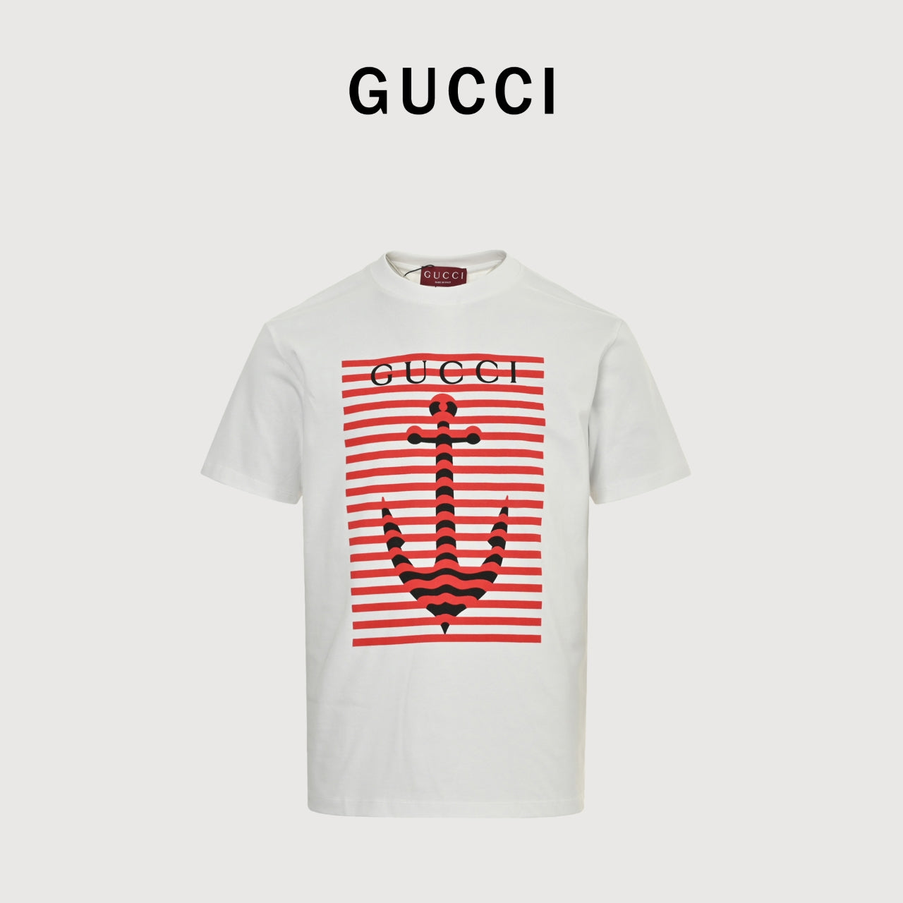 Gucci 25SS Nautical Stripe Anchor Print Short-Sleeve T-Shirt White