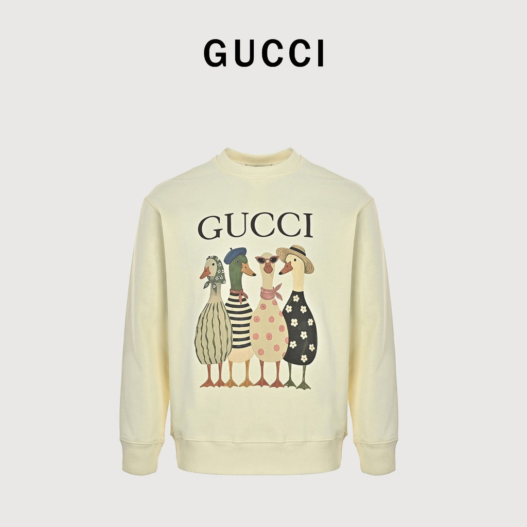 Gucci Whimsical Cartoon Character Crew Neck Sweatshirt Cream