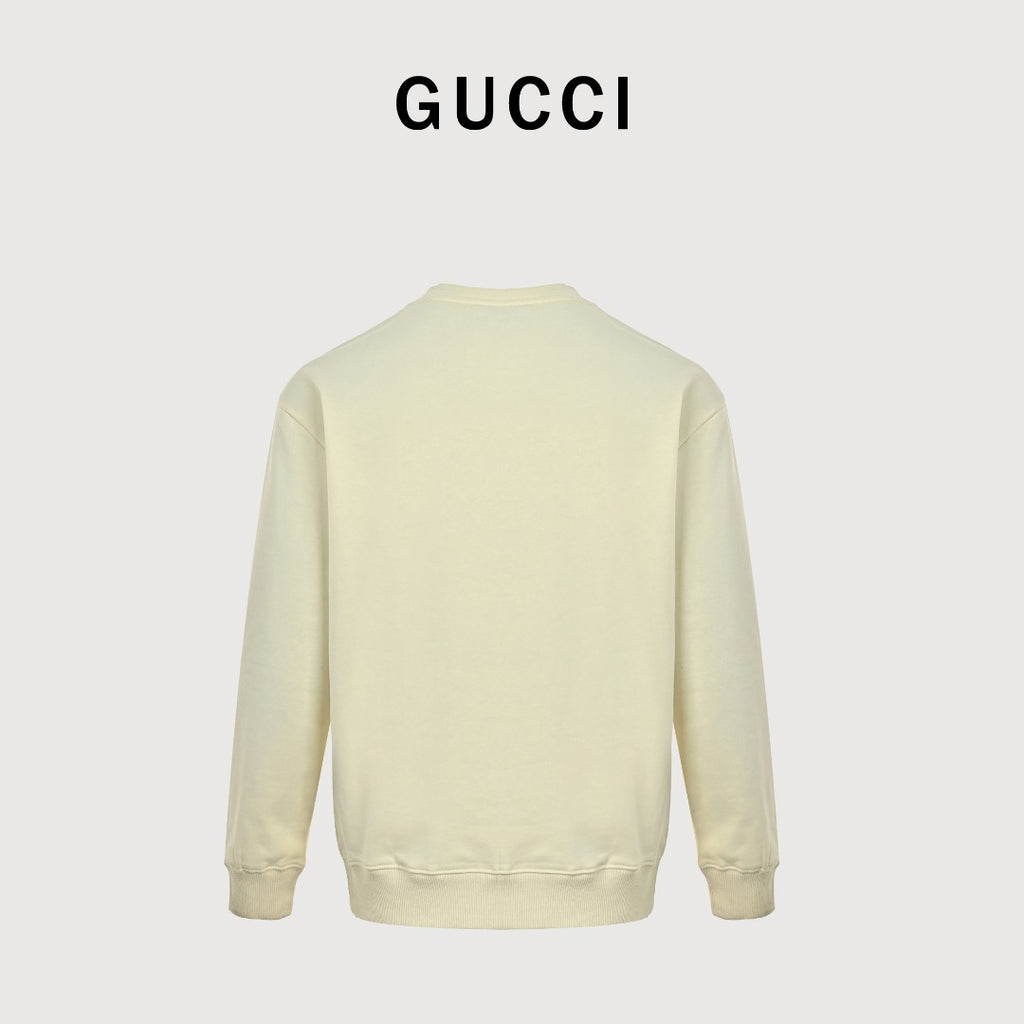 Gucci Whimsical Cartoon Character Crew Neck Sweatshirt Cream