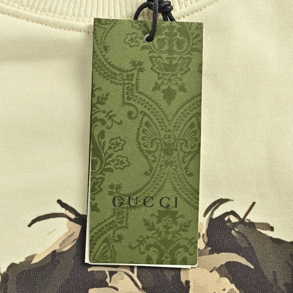 Gucci Whimsical Cartoon Schnauzer Dog Print Crew Neck Sweatshirt Cream