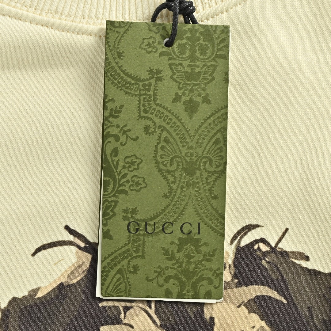 Gucci Whimsical Cartoon Schnauzer Dog Print Crew Neck Sweatshirt Cream