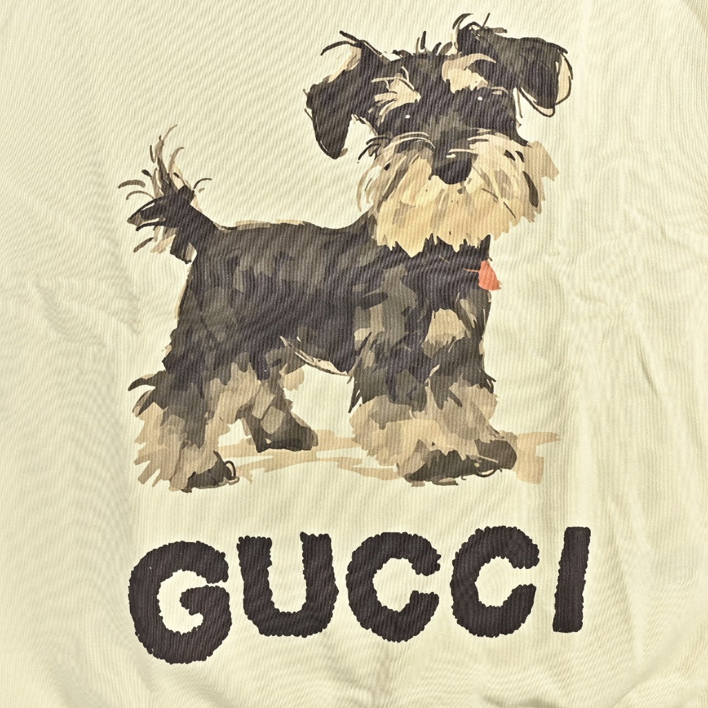 Gucci Whimsical Cartoon Schnauzer Dog Print Crew Neck Sweatshirt Cream