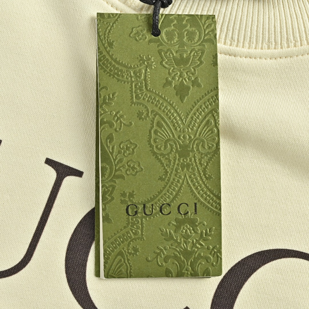 Gucci Whimsical Cartoon Black Cat Picnic Scene Crew Neck Sweatshirt Cream
