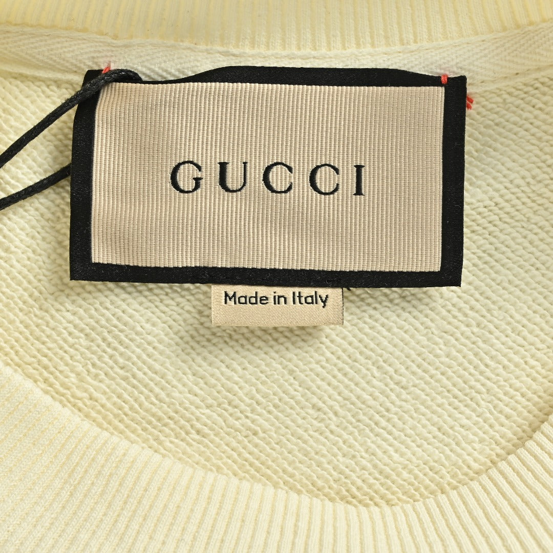 Gucci Whimsical Cartoon Six Cat Portrait Grid Crew Neck Sweatshirt Cream
