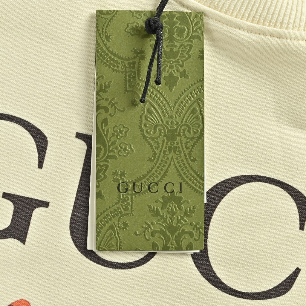 Gucci Whimsical Cartoon Six Cat Portrait Grid Crew Neck Sweatshirt Cream