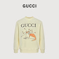 Gucci Whimsical Cartoon Magical Fox Star Burst Crew Neck Sweatshirt Cream