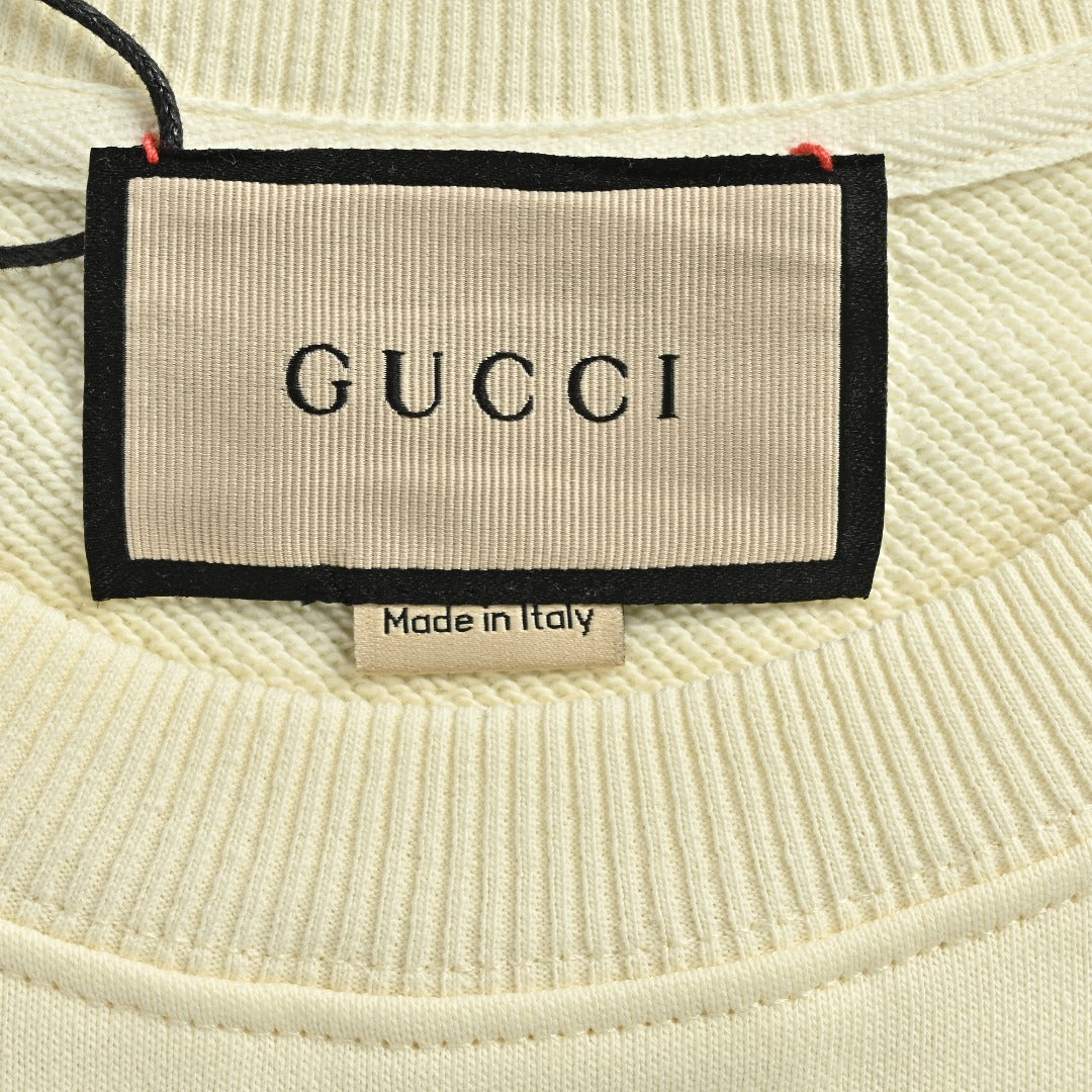 Gucci Whimsical Cartoon Magical Fox Star Burst Crew Neck Sweatshirt Cream