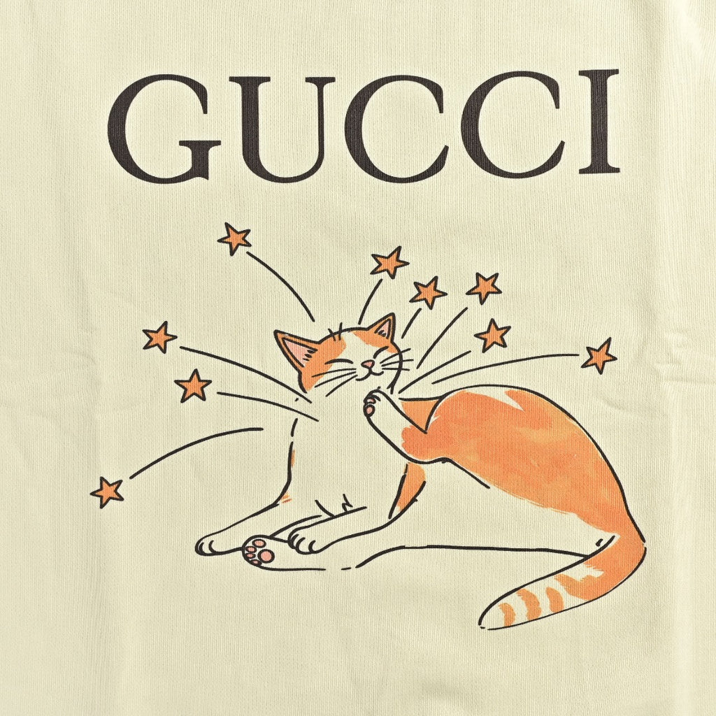 Gucci Whimsical Cartoon Magical Fox Star Burst Crew Neck Sweatshirt Cream