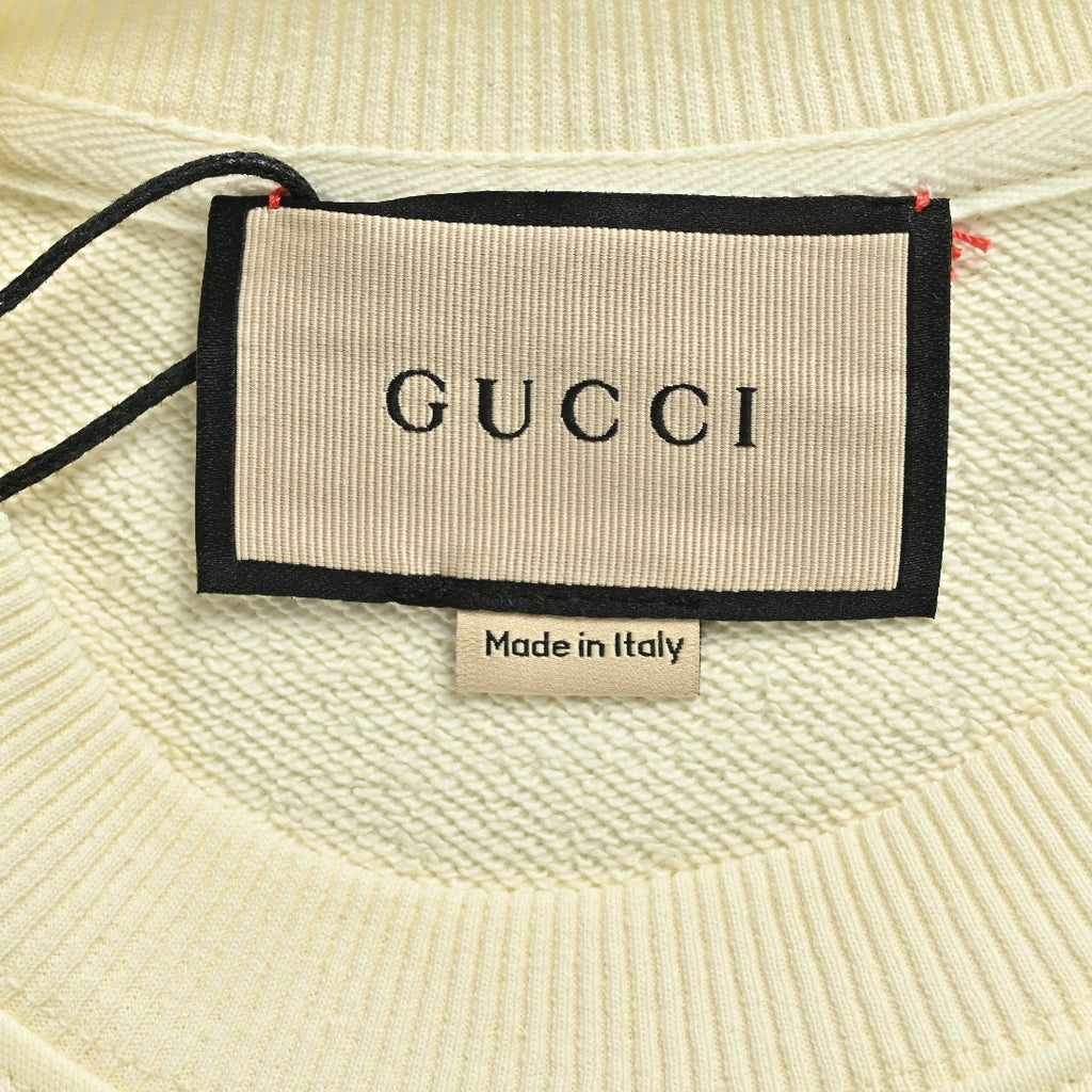 Gucci Whimsical Cartoon Monster Family Lineup Crew Neck Sweatshirt Cream