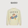 Gucci Whimsical Cartoon Aviator Dog Biplane Crew Neck Sweatshirt Cream