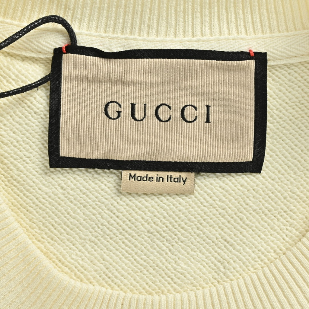 Gucci Whimsical Cartoon Aviator Dog Biplane Crew Neck Sweatshirt Cream