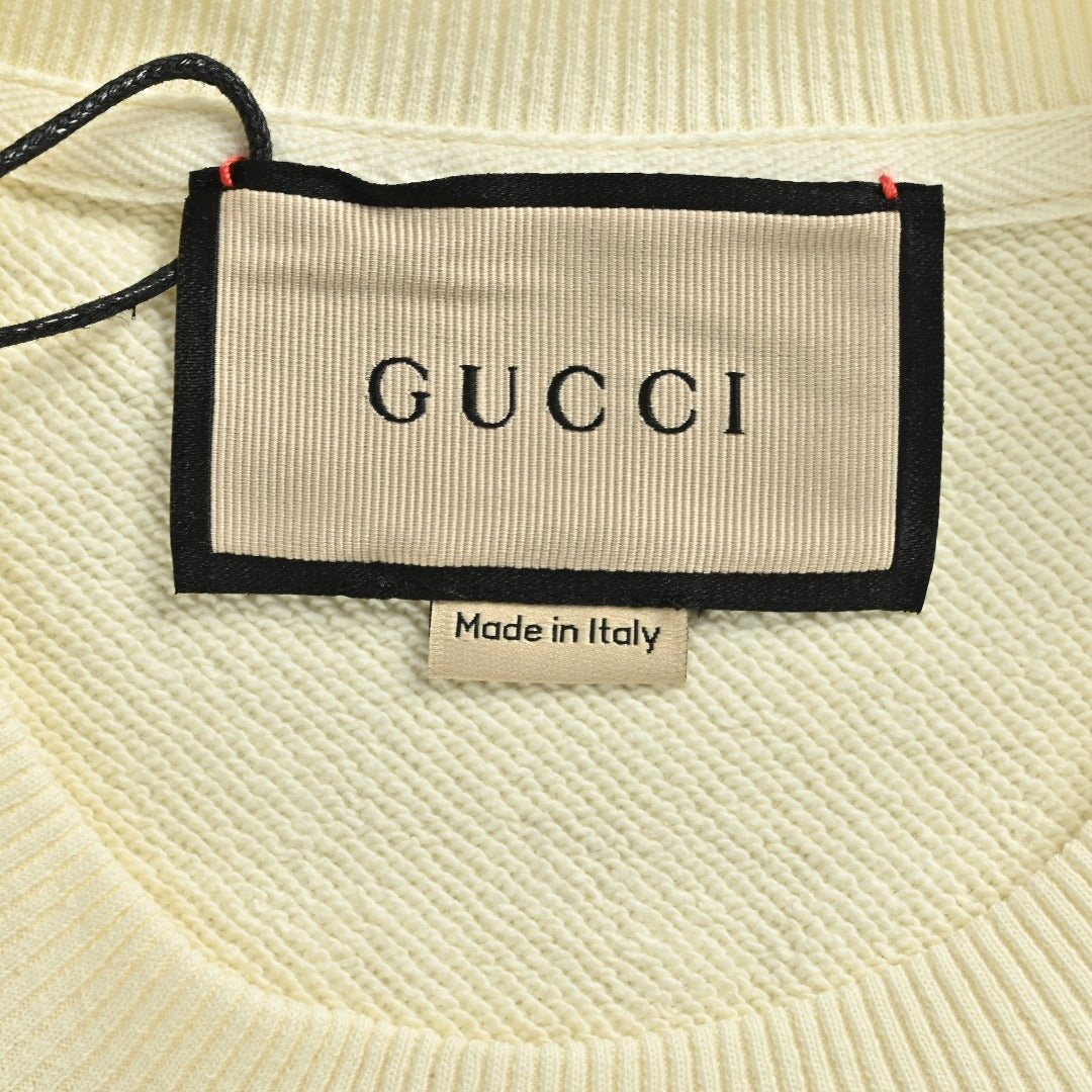Gucci Whimsical Cartoon Aviator Dog Biplane Crew Neck Sweatshirt Cream