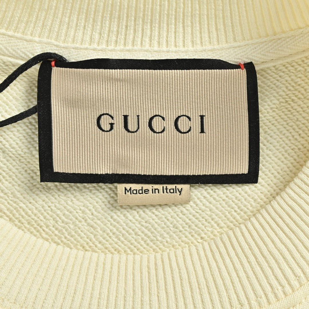 Gucci Whimsical Cartoon Graffiti Crocodile City Scene Crew Neck Sweatshirt Cream