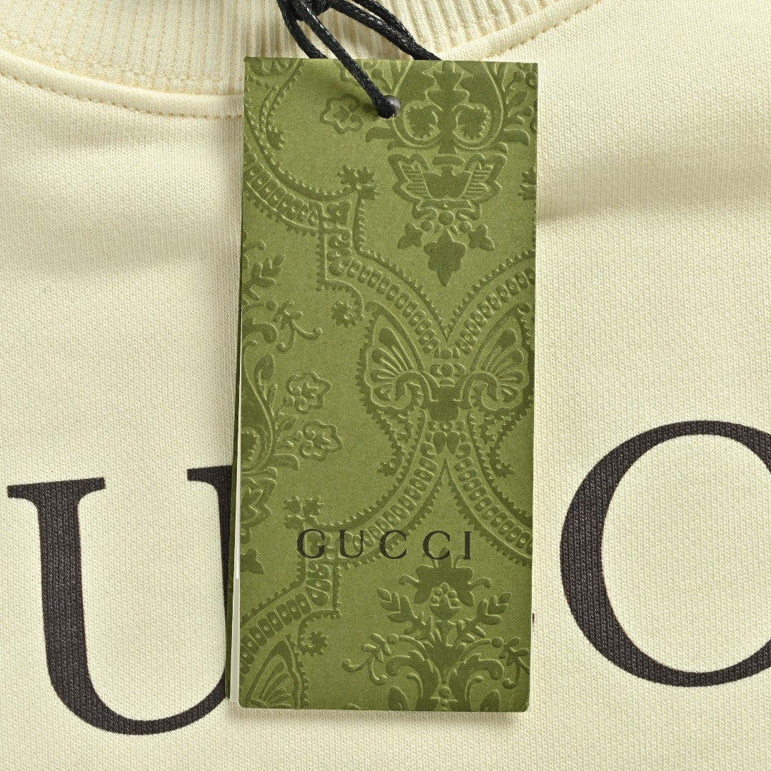 Gucci Whimsical Cartoon Graffiti Crocodile City Scene Crew Neck Sweatshirt Cream