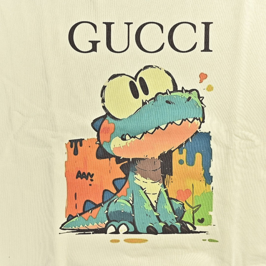 Gucci Whimsical Cartoon Graffiti Crocodile City Scene Crew Neck Sweatshirt Cream