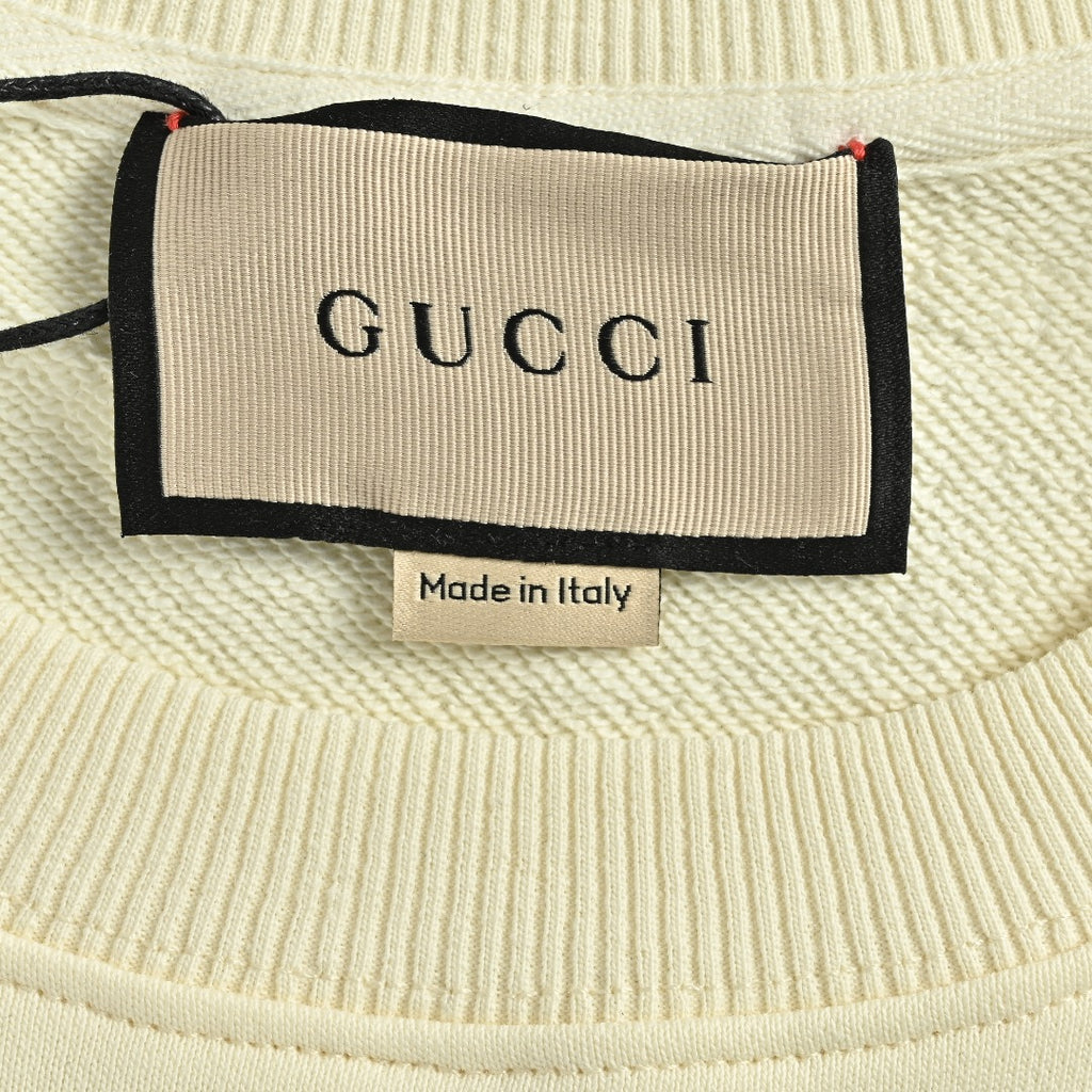 Gucci Whimsical Cartoon Golden Retriever Floral Headscarf Sunglasses Crew Neck Sweatshirt Cream