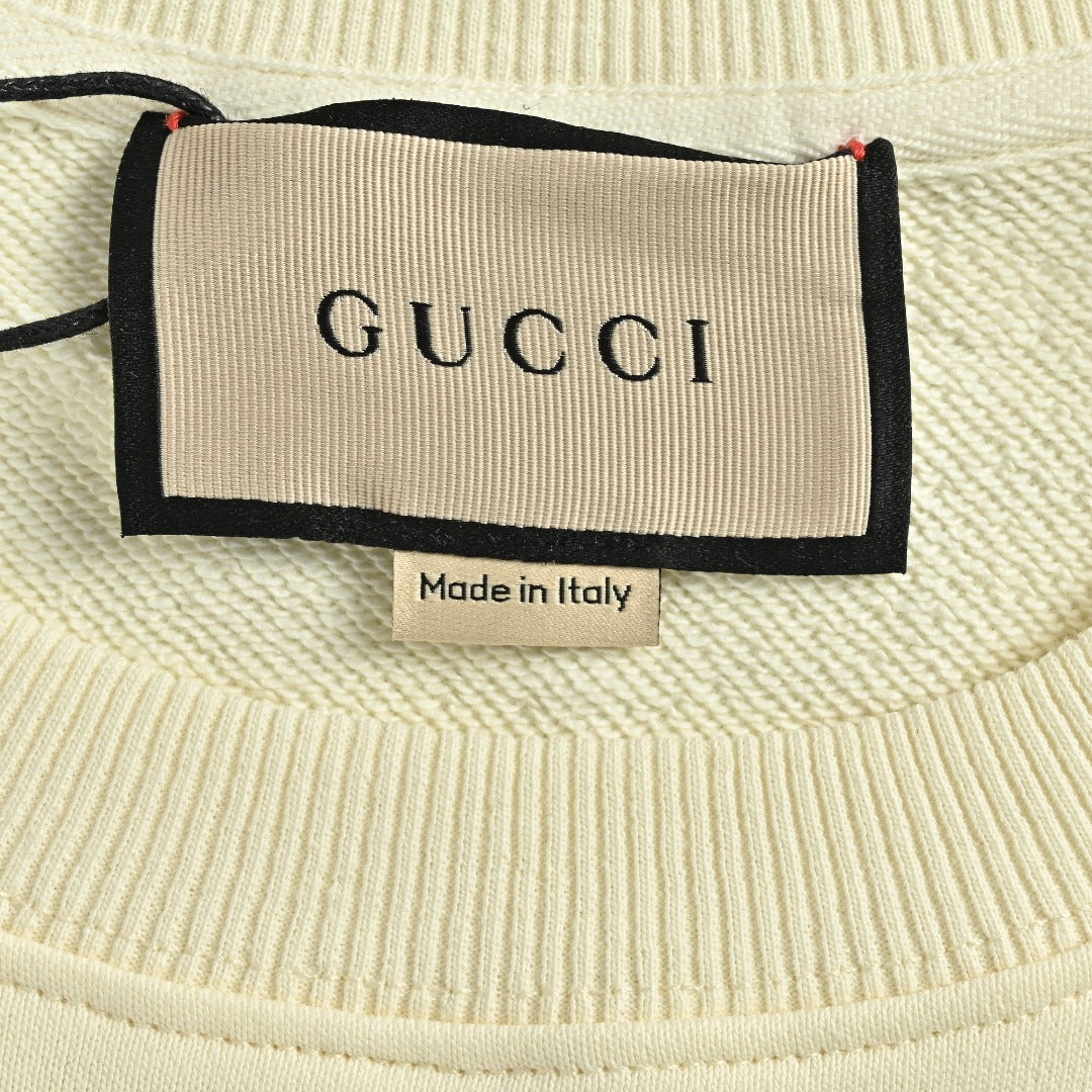 Gucci Whimsical Cartoon Golden Retriever Floral Headscarf Sunglasses Crew Neck Sweatshirt Cream