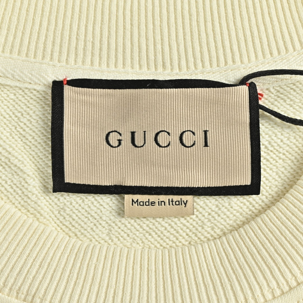 Gucci Whimsical Cartoon Baby Elephant Rainstorm Rider Crew Neck Sweatshirt Cream